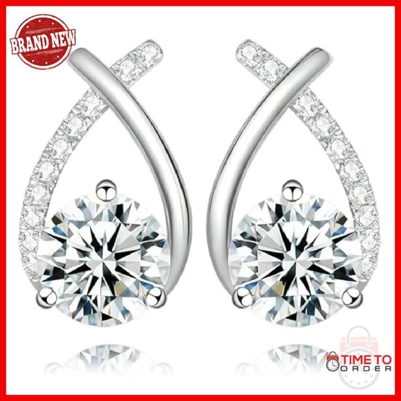 Moissanite Stud Earrings 2ct Sterling Silver 18K Gold Plated Mermaid Design